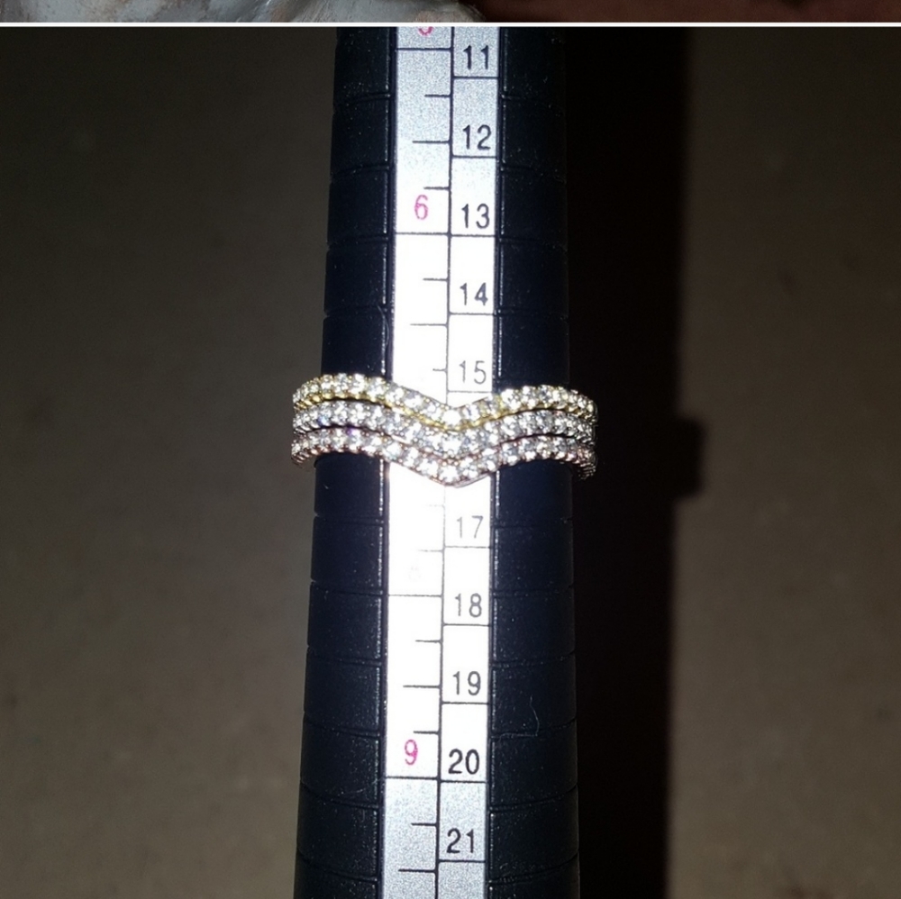 Sterling Silver Stackable Ring Trio W/Crystals - image 4